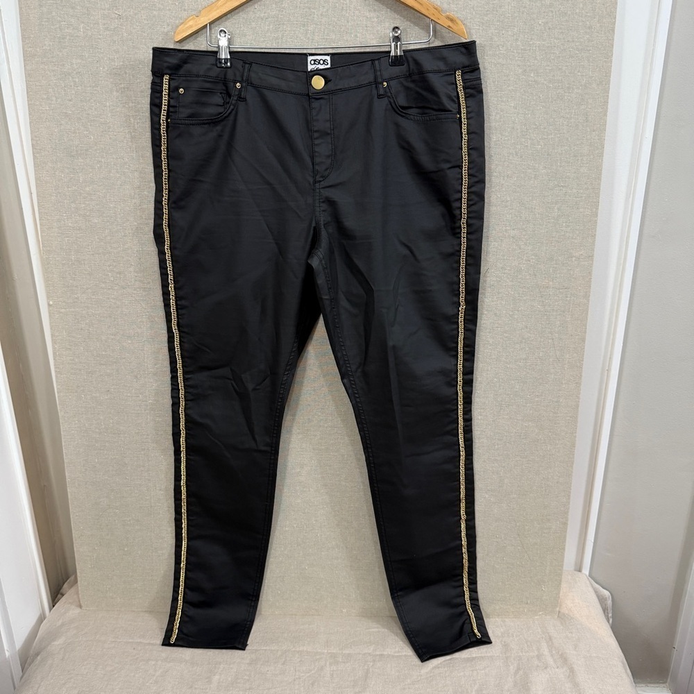 ASOS Denim Wax Coated Gold Chain Jeans 14